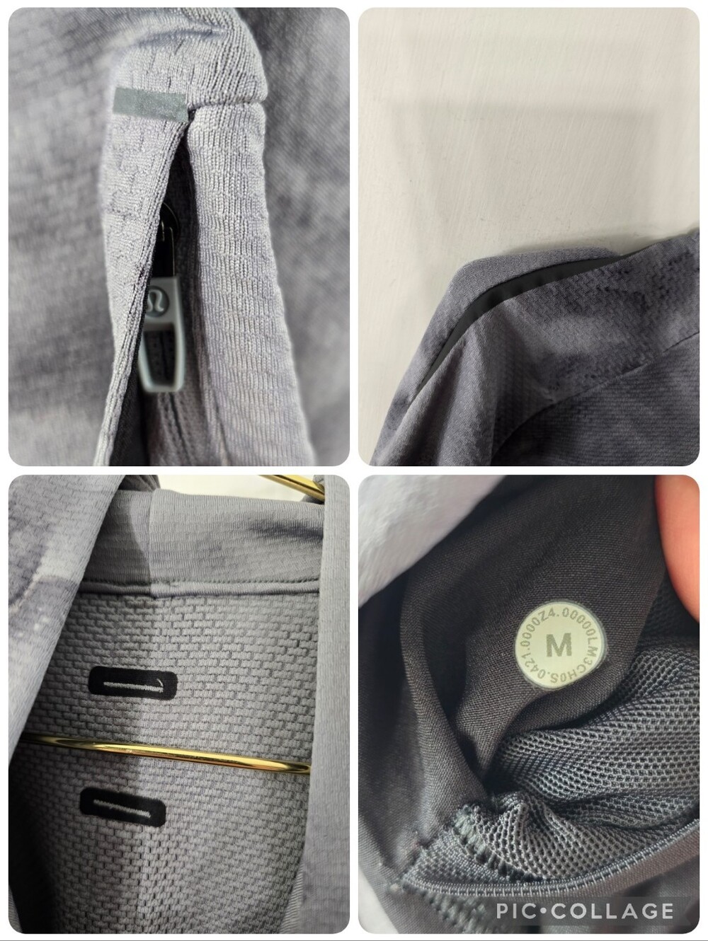 Lululemon Textured Tech Hoodie Diamond Dye Rhino Grey Anchor Sweatshirt Gray M - Picture 15 of 15